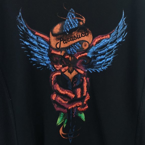 Parasuco Sweater Black Mens Printed Long Sleeve - Picture 3 of 8